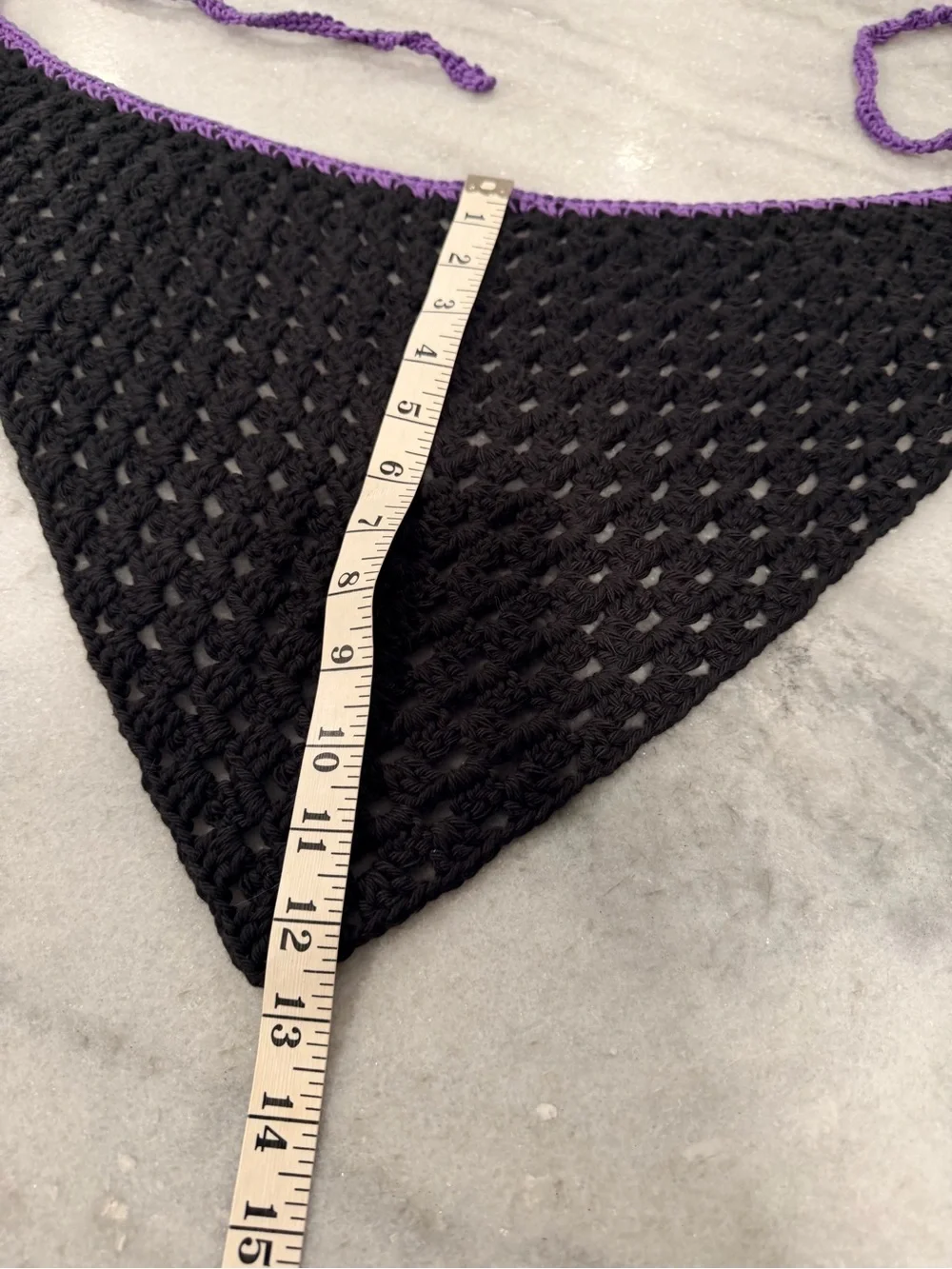 Handmade Crochet Bandana Head Scarf Cotton Boho Triangle Wrap Fest Cottagecore